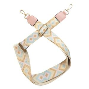 Bohemian Nylon Adjust Crossbody Guitar Purse Strap Pink Beige